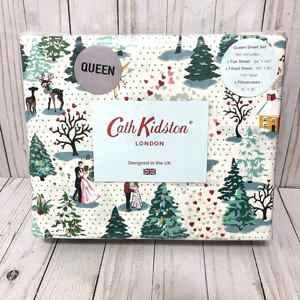 NEW!!! CATH KIDSTON 4 Piece "Shine Bright” Cream Queen Sheet Set🇬🇧
